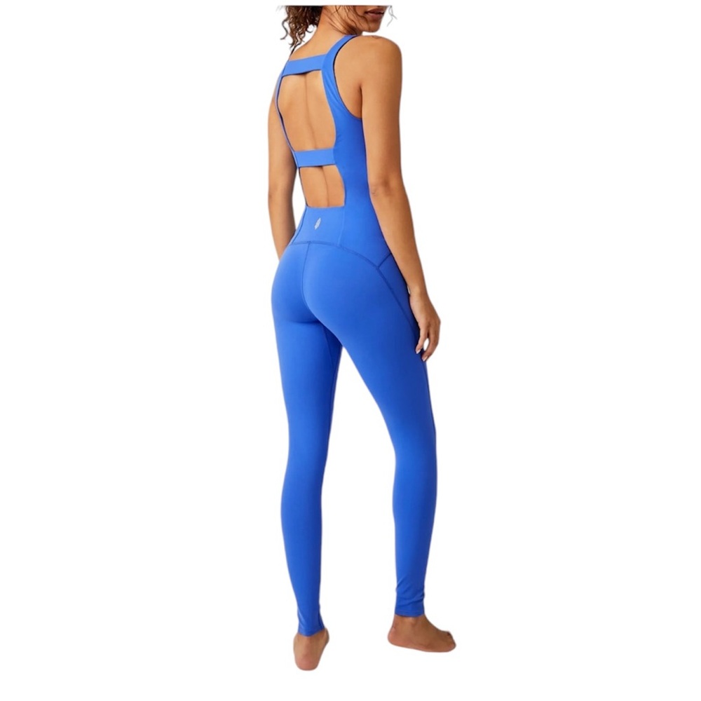 Current Style FP Movement Never Better Strappy Back Jumpsuit Cobalt NWOT